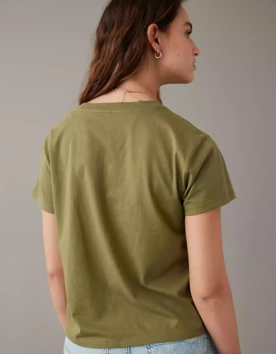 T Shirts American Eagle AE Graphique Tee Vert Olive Femme | EFJ-70046548